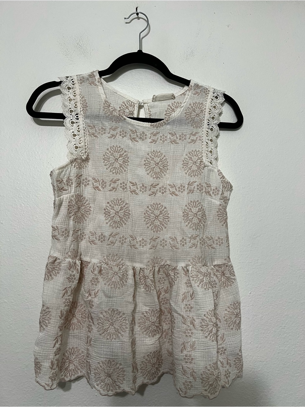 Altar’d State Sleeveless Top with Delicate embroidery and Lace Size Small
